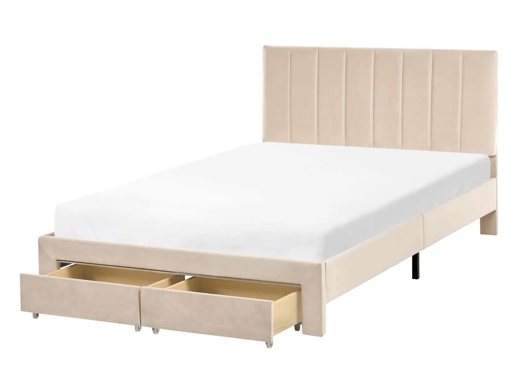Bed with Storage Drawers LONZAC Velvet Beige 120 x 200 cm (EU Small Double)_1014601