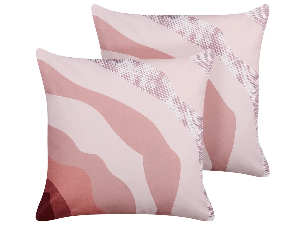 Gartenkissen 2er Set CAMPEI Abstraktes Muster 45 x 45 cm Rosa