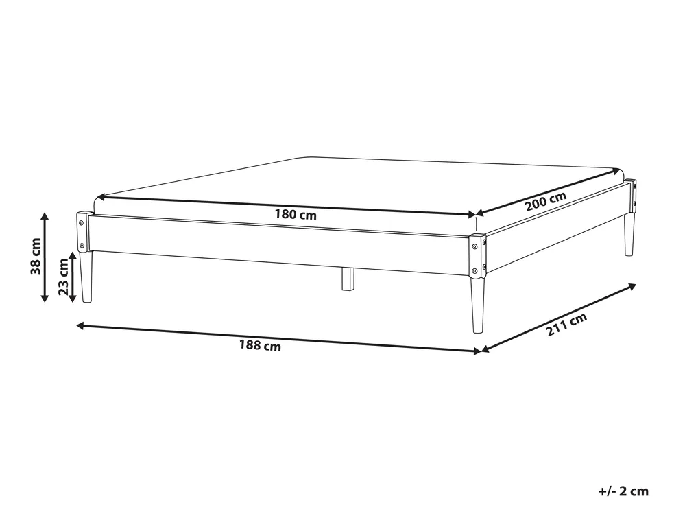 Bed without Headboard Pine Wood VEYRAC 180 x 200 cm (EU Super King) Light Brown_1118800