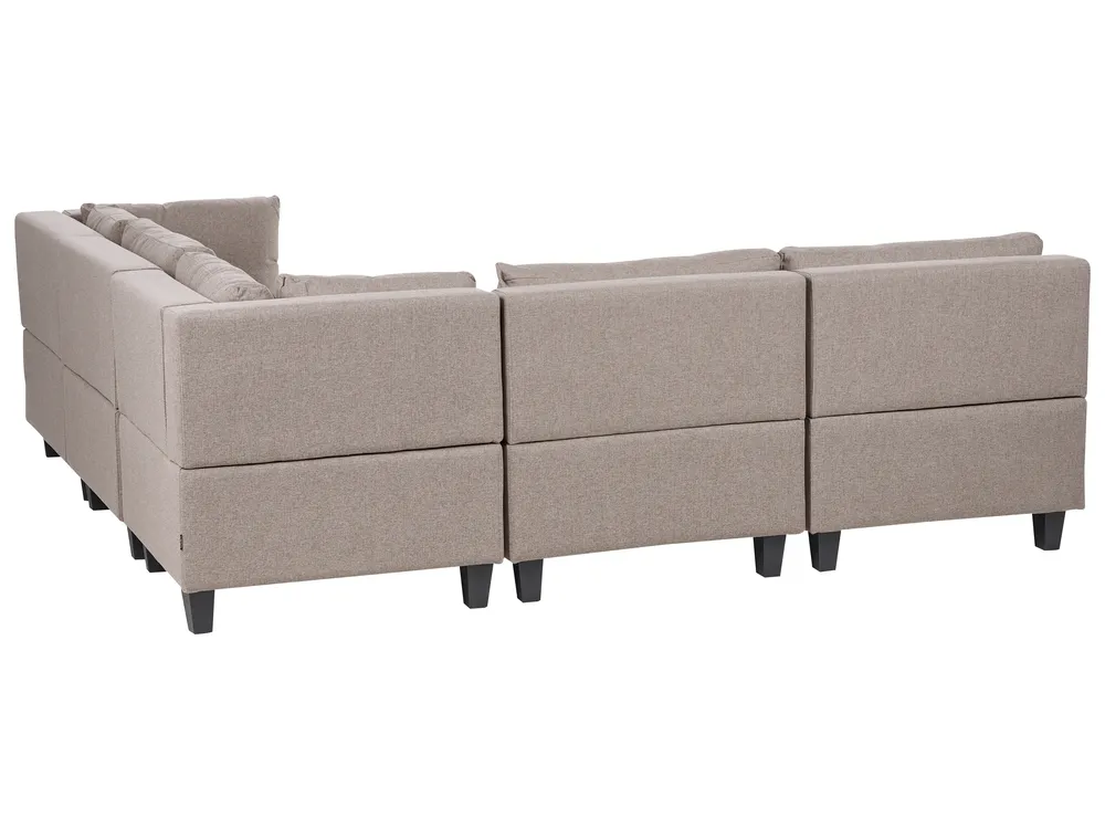 Modular Corner Sofa 5 Seater UNSTAD with Ottoman Fabric Brown Left Hand_924993