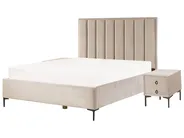 Schlafzimmer Set SEZANNE Samtstoff Taupe 160 x 200 cm_916847