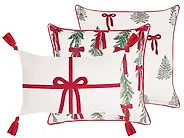 Set van 3 sierkussens XAVIA 30 x 50 cm 45 x 45 cm Wit kerstmotief_1164594