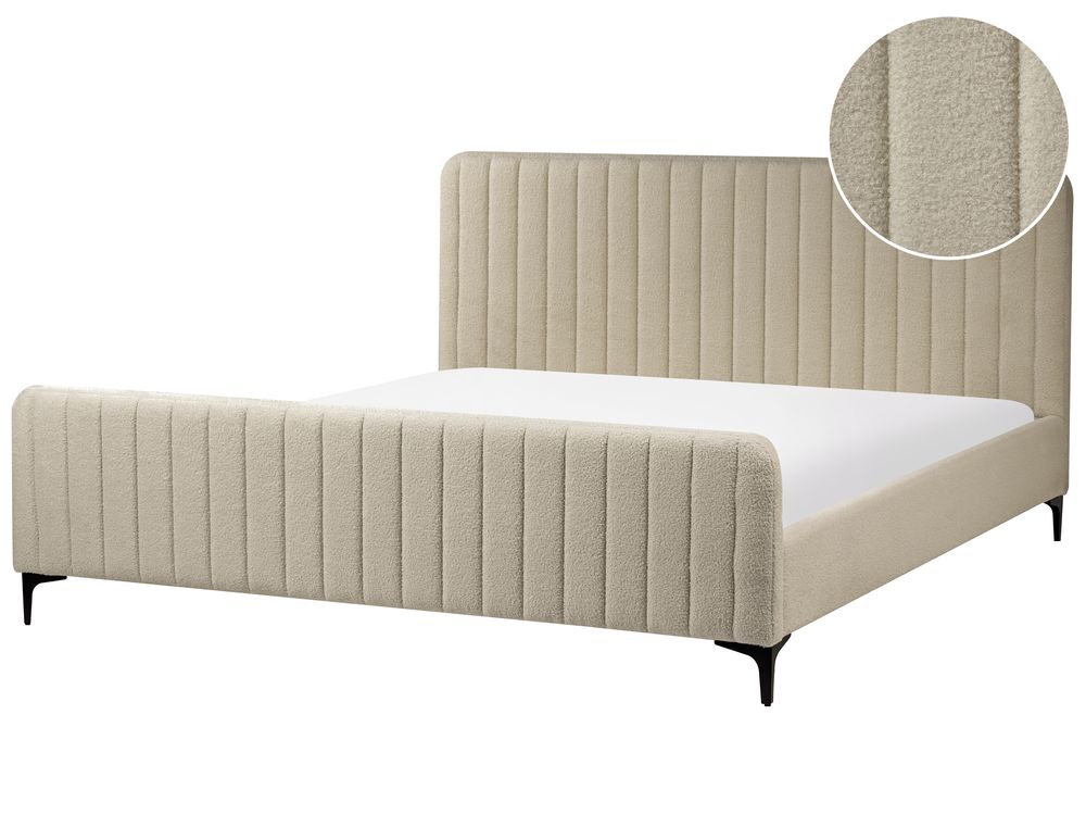 Bed Bouclé LUNAN 180 x 200 cm Beige