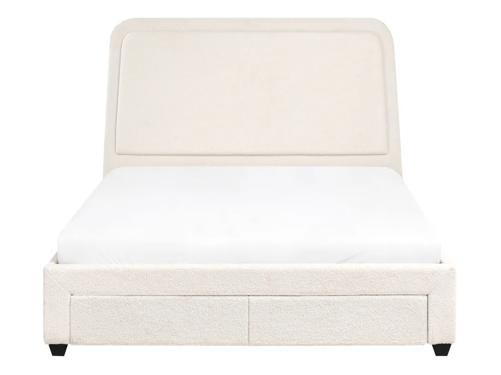 Bed with Storage Drawers SARDENT Boucle Off-White 140 x 200 cm (EU Double)_1009097