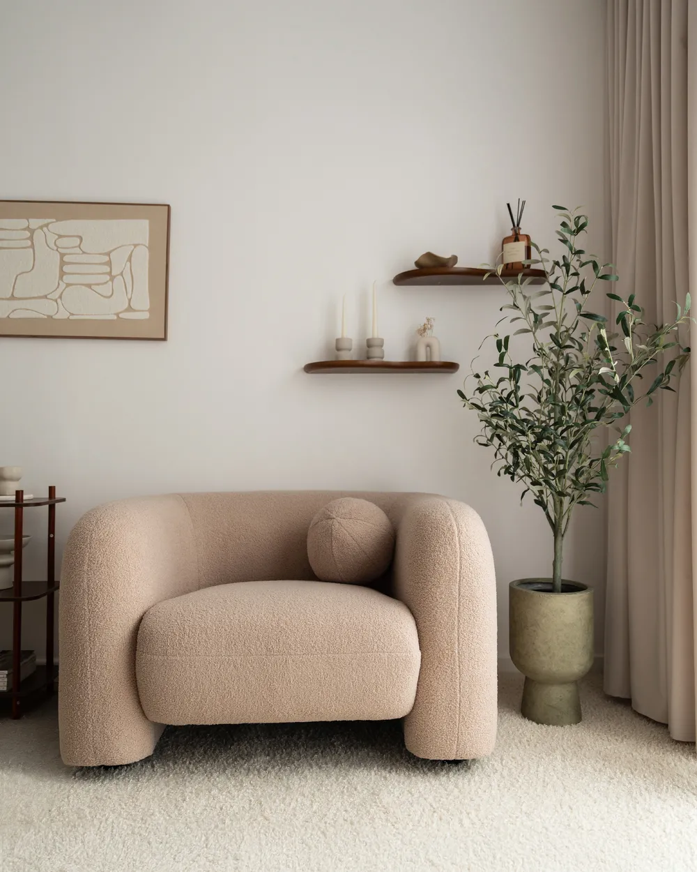 Living Room Set 4 Seater LEIREN Boucle Beige_967764