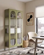 Glass Display Cabinet FOXTON 80 cm Metal Green_1108640