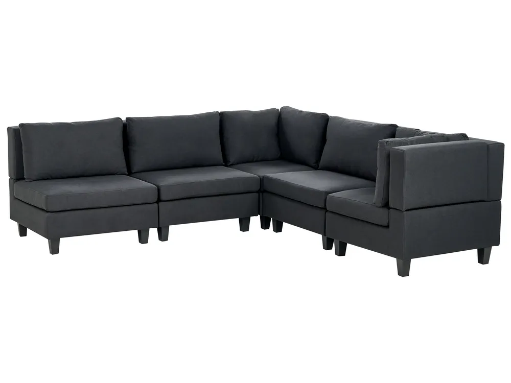 Modul Ecksofa 5-Sitzer UNSTAD Stoff Schwarz linksseitig