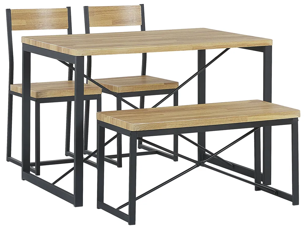 Esszimmer Set FLIXTON Hellbraun 4-Sitzer