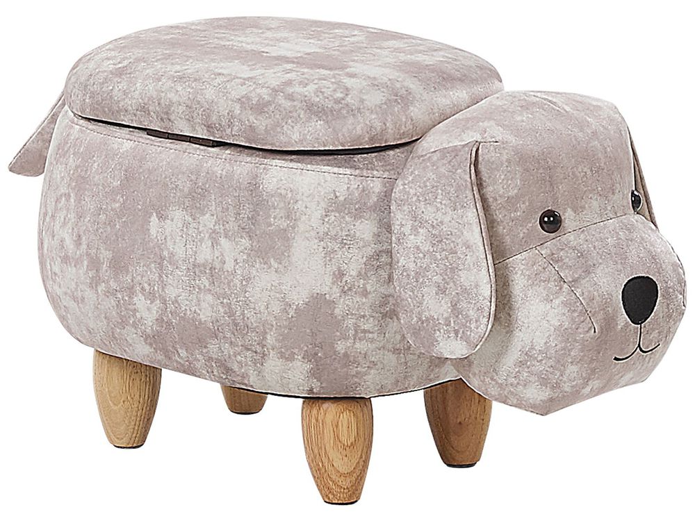 Tierhocker mit Stauraum DOGGY Hund Samtstoff Beige