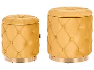 Set of 2 Storage Pouffes PUEBLO Velvet Mustard_1185949