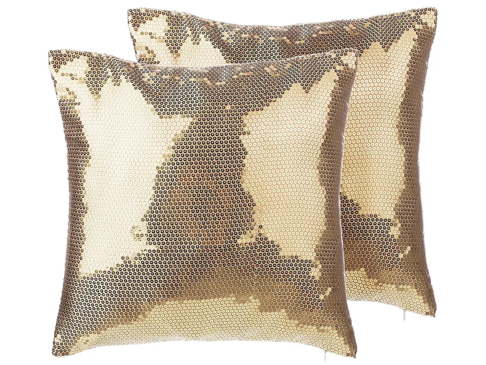 Dekokissen 2er Set ASTER 45 x 45 cm Gold Ohne Muster