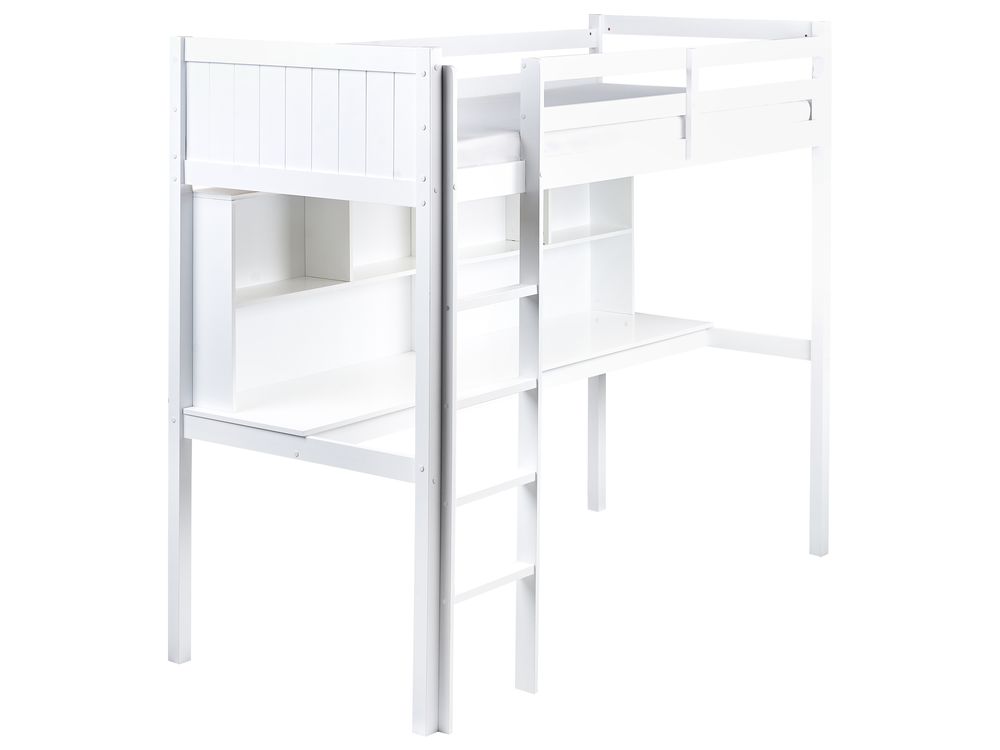 Hoogslaper met bureau Dennenhout FOUCAMONT 90 x 200 cm Wit