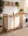 Set of 2 Laundry Baskets with Shelf AZUFRERA Bamboo Light Brown/ White 70 L