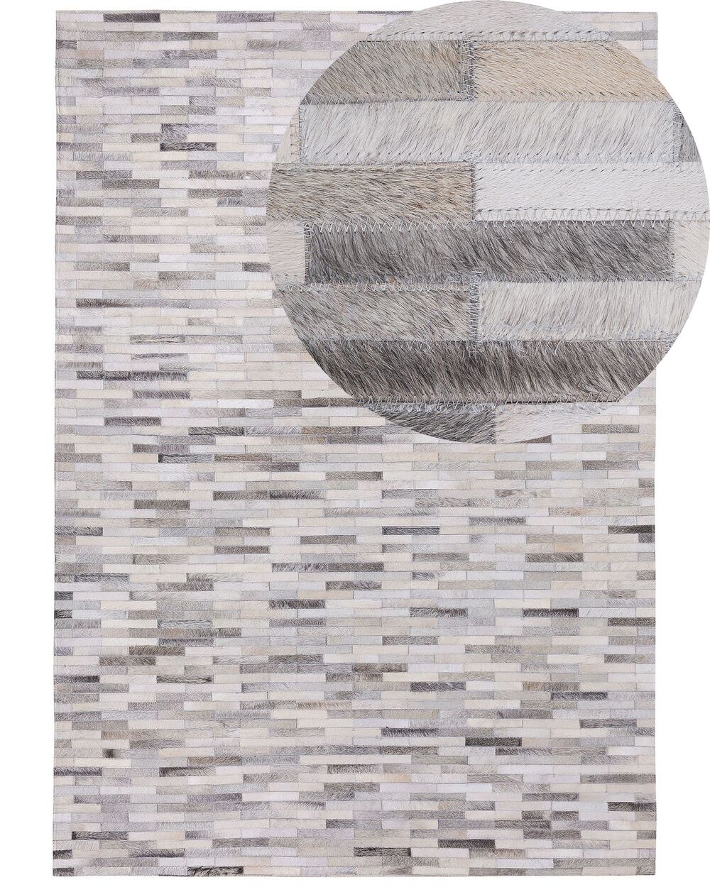 Teppich AHILLI Grau 160 x 230 cm Echtleder