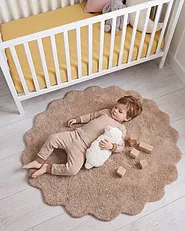 Kids Rug ANEGUNDI  Light Brown ø 120 cm Cotton with Cushion_1154913