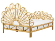 Bett mit Lattenrost Rattan FLORENTINE 140 x 200 cm Hellbraun_868914
