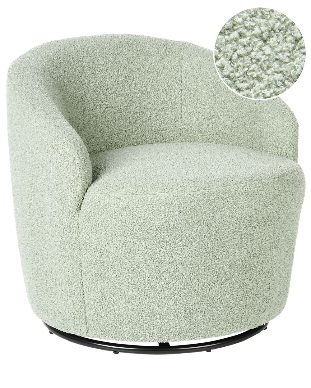 Draaifauteuil DAVIK Bouclé Lichtgroen