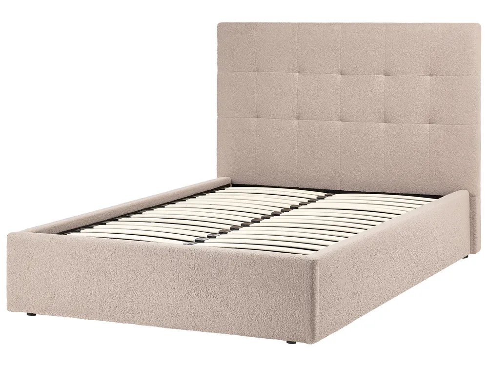 Ottoman Bed LORIENT Boucle Beige 120 x 200 cm (EU Small Double)_1062984