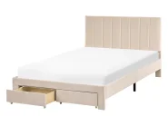 Bed with Storage Drawers LONZAC Velvet Beige 120 x 200 cm (EU Small Double)_1014603