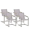 Gartenstuhl 4er Set COSOLETO Edelstahl Beige
