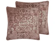 Lot de 2 coussins décoratifs VAKAYAR 45 x 45 cm Coton Rose Motif floral_768851