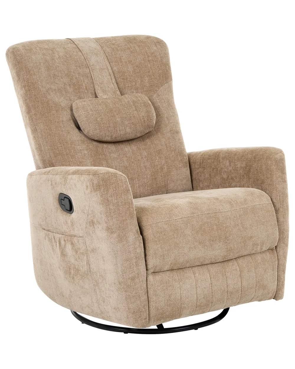 Rocking Recliner Chair REA Swivel Chenille Light Brown_1100119