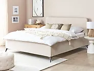 Bett mit Lattenrost Cord VALOGNES 180 x 200 cm Hellbeige_1182651