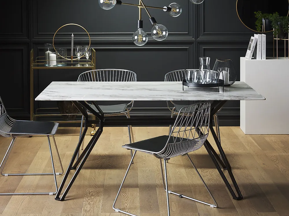 Esstisch BALLINA Weißer Marmor 160 cm 90 cm Sicherheitsglas_1183209