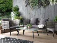 Lounge Set mit Tisch 4-Sitzer RAGUSA Polyrattan Grau_1043492