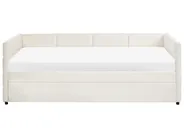 Ausziehbett Samtstoff CHAVONNE 90 x 200 cm Cremeweiß_1069381