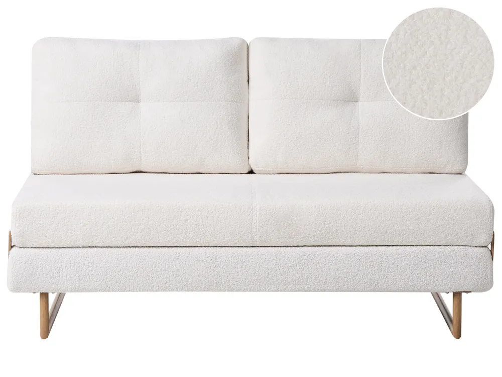 Schlafsofa 3-Sitzer JERSLEV Bouclé Cremeweiß