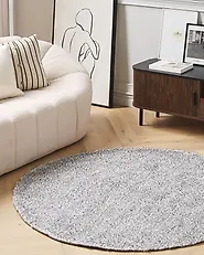 Shaggy Rug DEMRE Grey ø 140 cm_1179197
