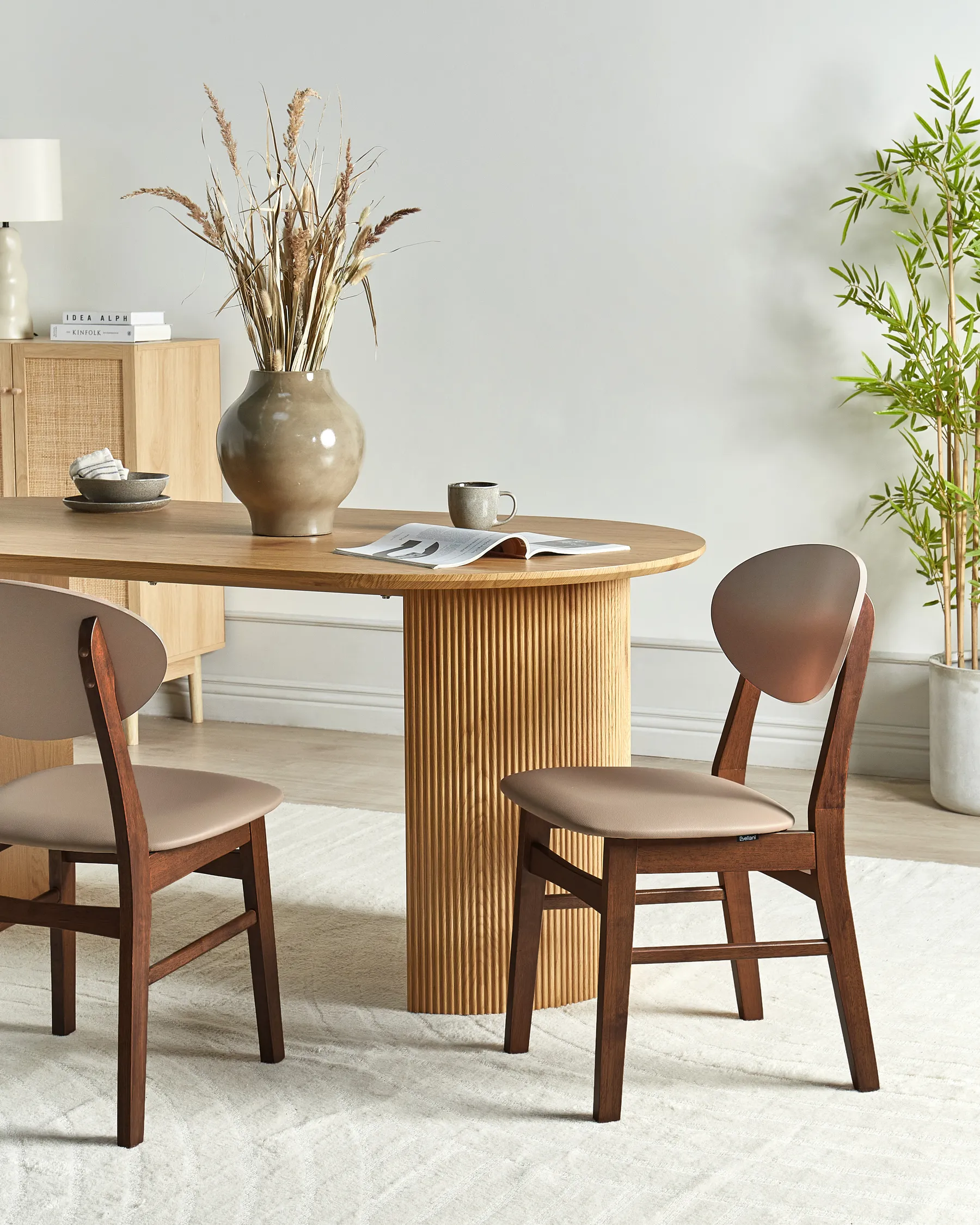 Set of 2 Dining Chairs AMERY Wood Light Brown/ Brown_945335
