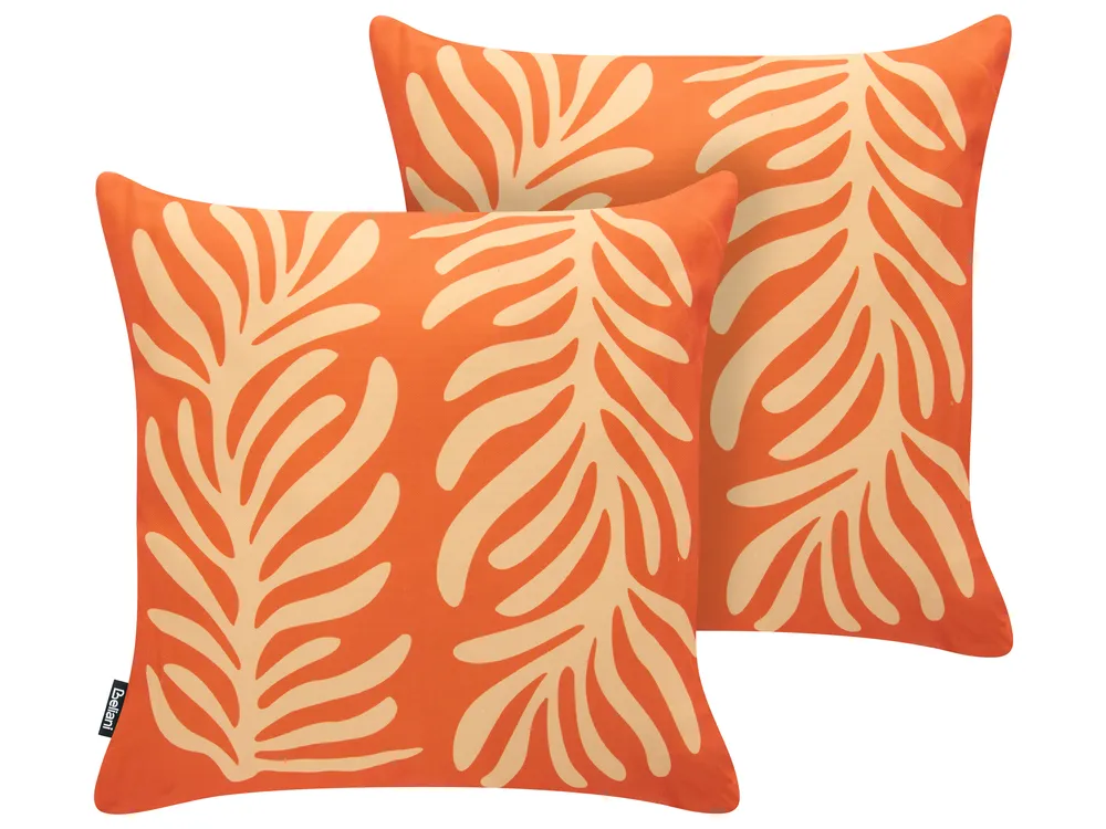 Gartenkissen 2er Set ALISMA Pflanzenmuster 45 x 45 cm Orange