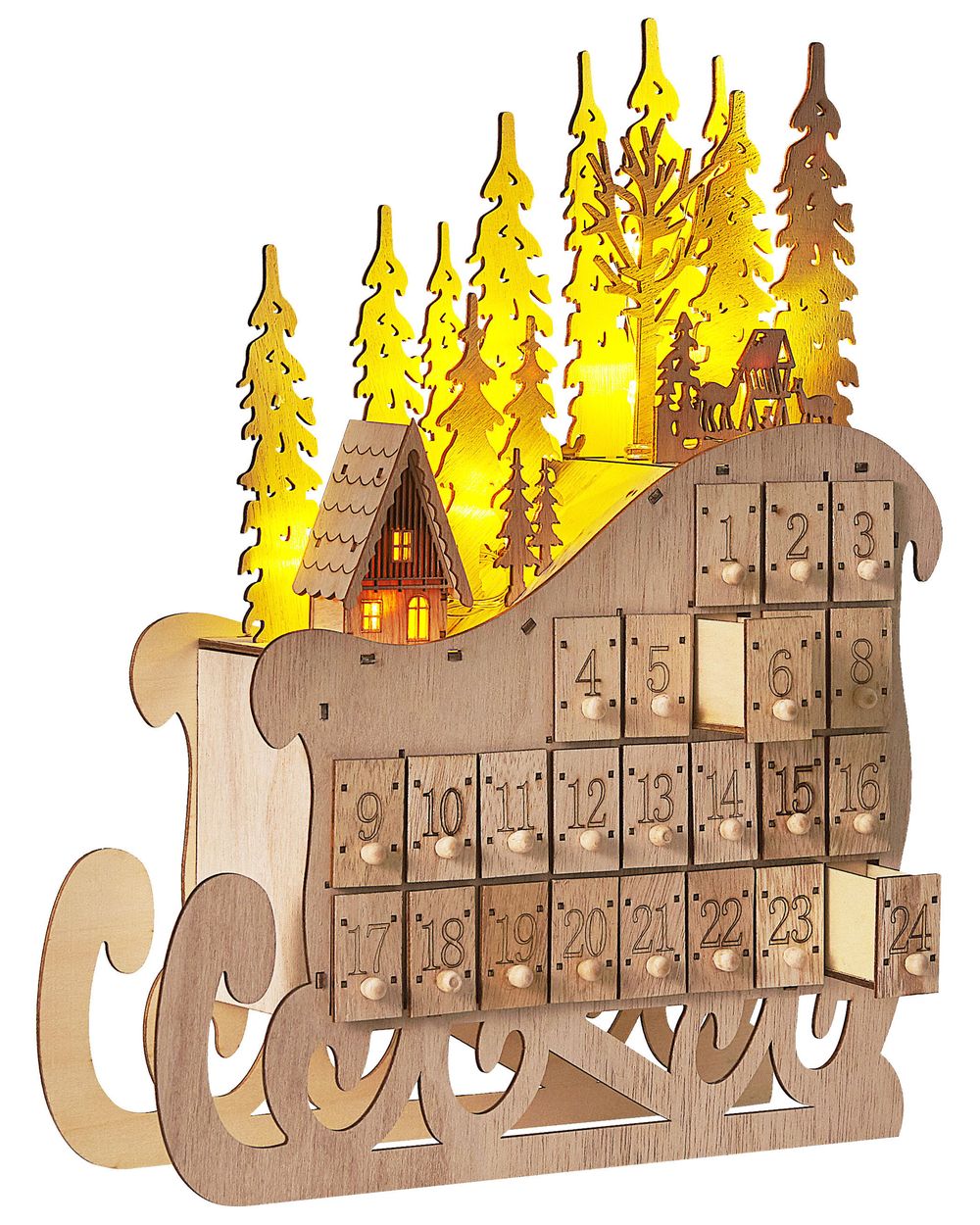 Christmas Decoration LED IMPALA 40 cm Advent Calendar Light Brown