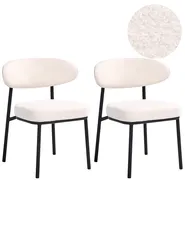 Esszimmerstuhl 2er Set WINTON Bouclé Cremeweiß_1058482