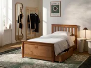 Bett mit 2 Schubladen OLENDON Kiefernholz Braun 90 x 200 cm_1068438