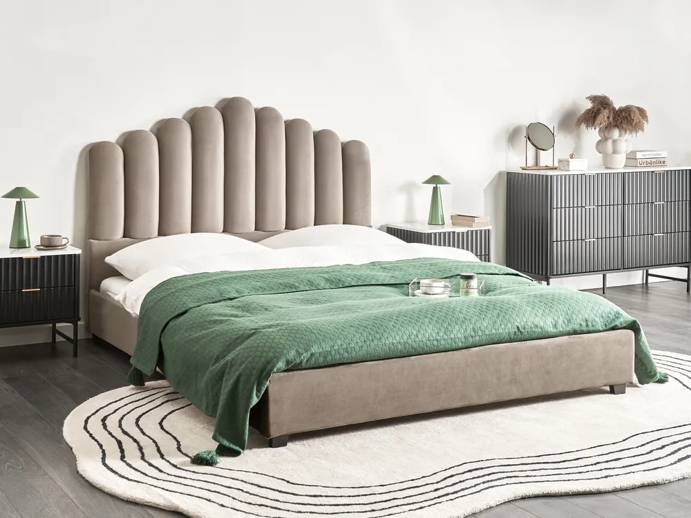 Wasserbett Samtstoff VINCENNES 160 x 200 cm Taupe