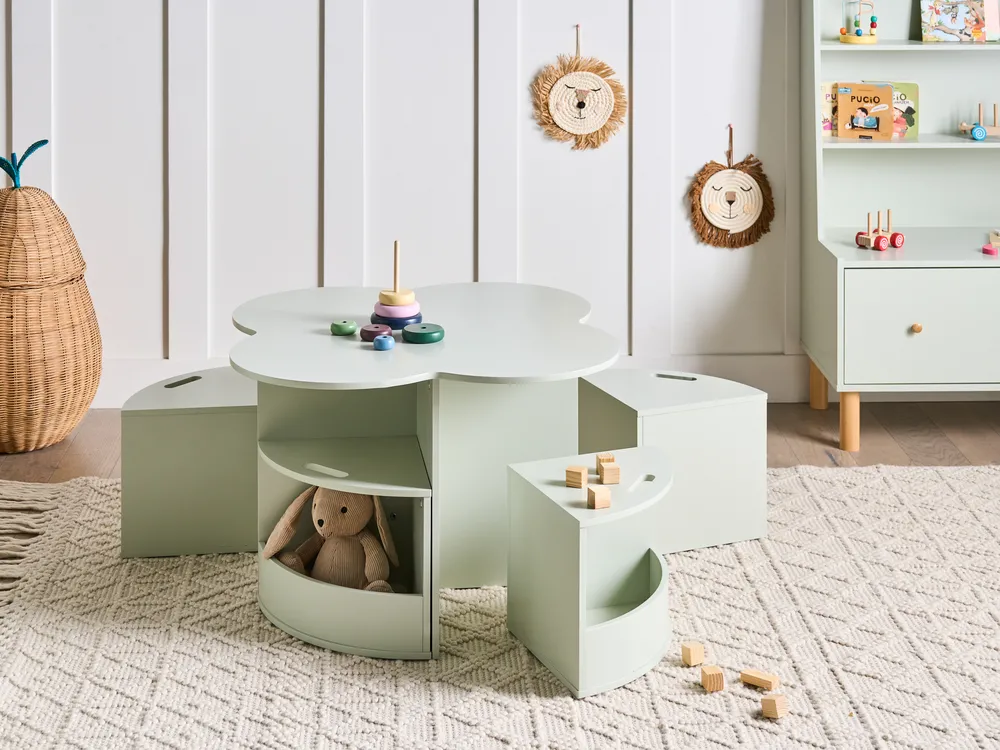 Kindertisch mit Stühlen TIBOO Hellgrün