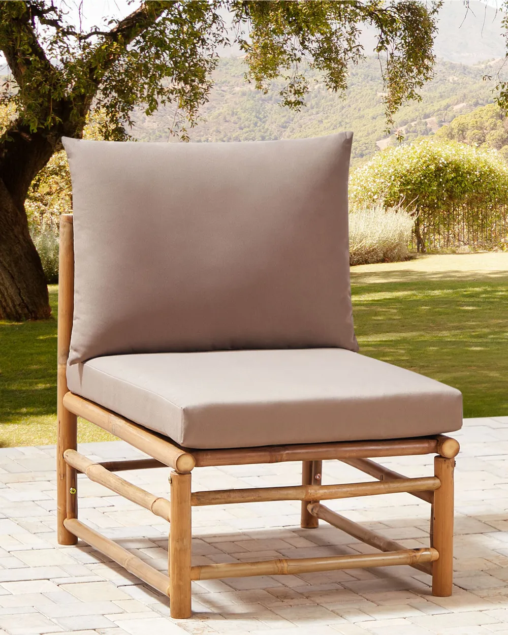 1-Sitzer Garten-Eckmodul CERRETO Bambus Taupe