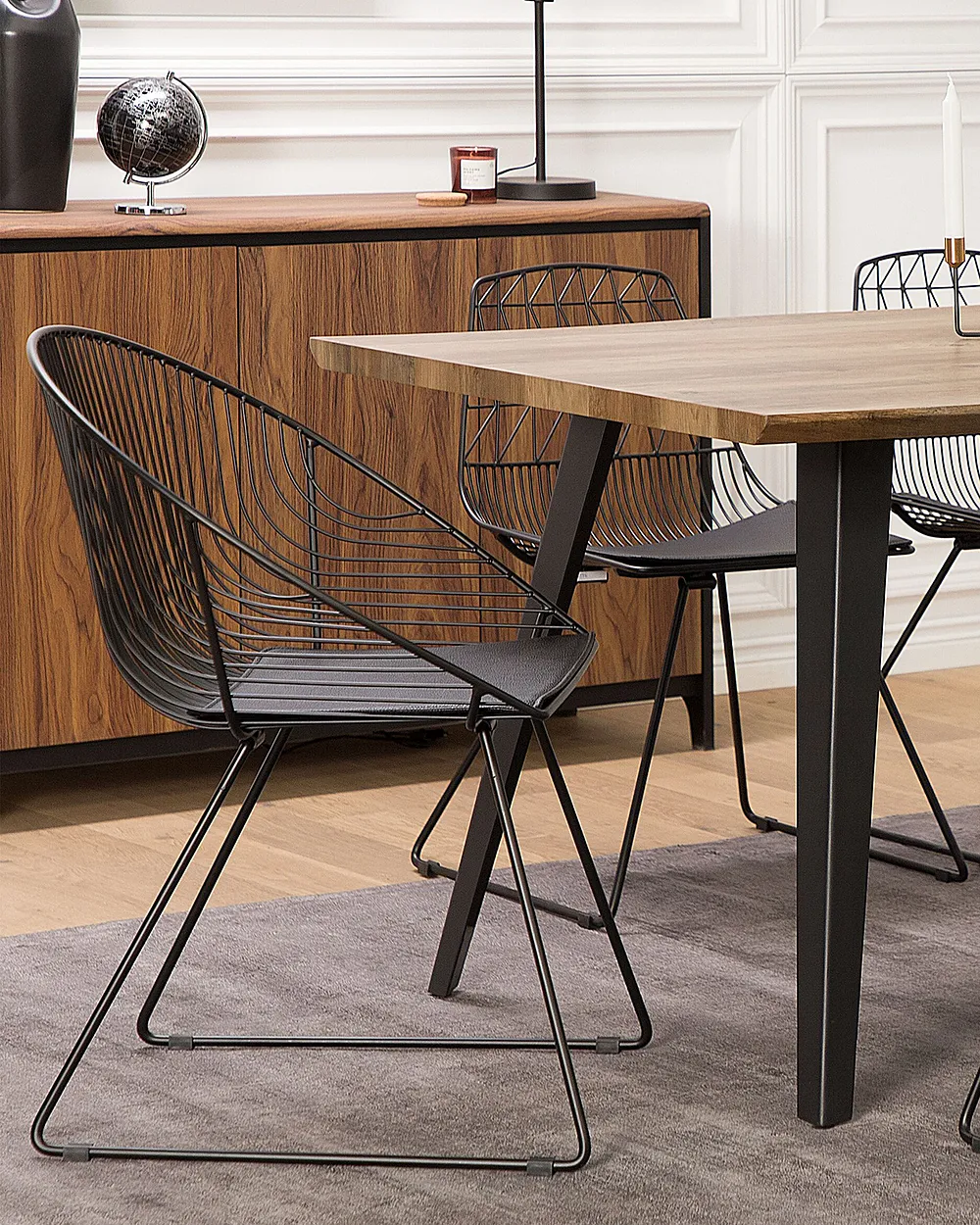 Set of 2 Dining Chairs HARLAN Metal Black_1151210