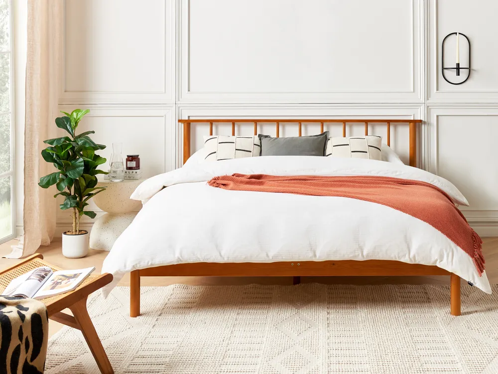 Bett mit Lattenrost Kiefernholz BARRET 160 x 200 cm Braun