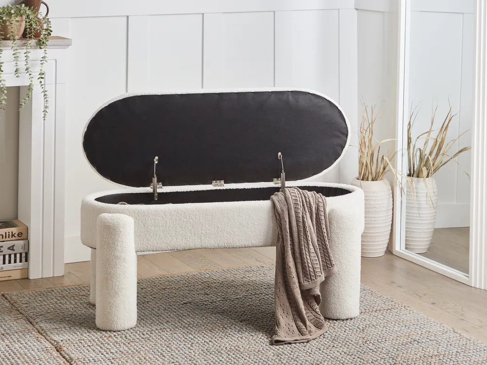Upholstered Storage Bench OAKLEY Boucle Off-White_991320