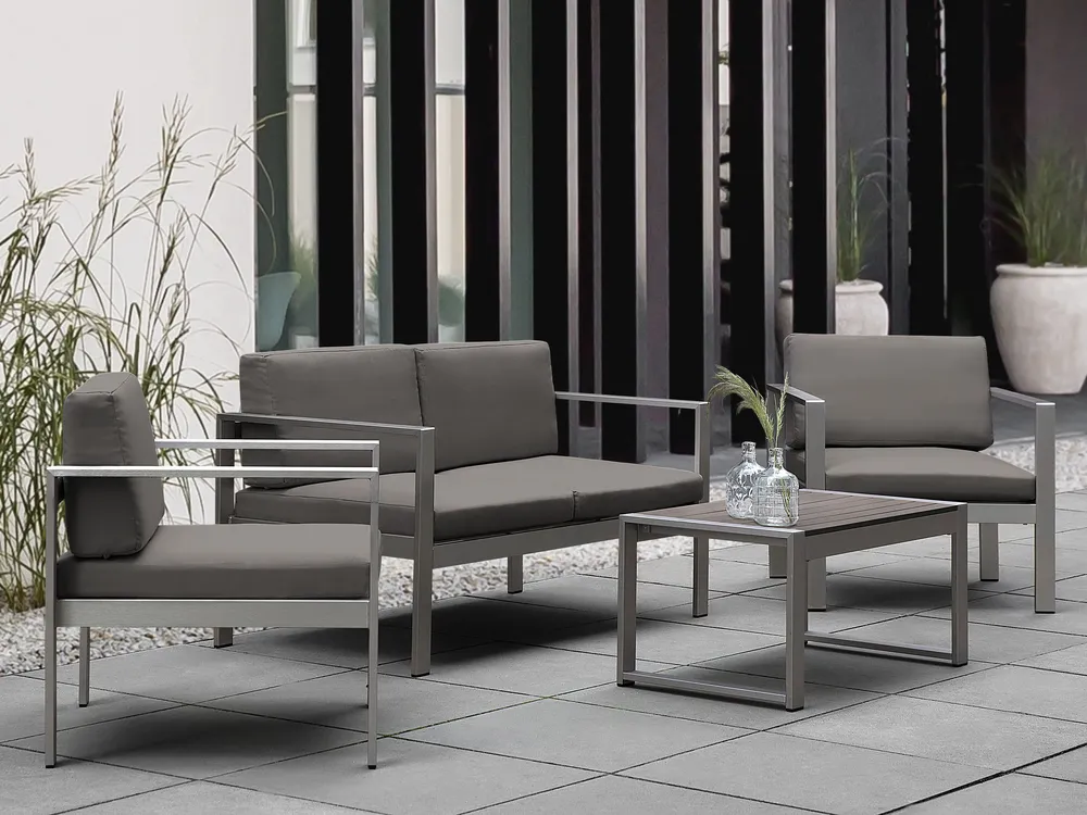 Outdoor Couchtisch SALERNO 90 cm 50 cm Metall Dunkelgrau
