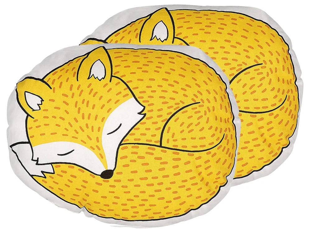 Dekokissen 2er Set DHANBAD Baumwolle 50 x 40 cm Gelb Fuchs