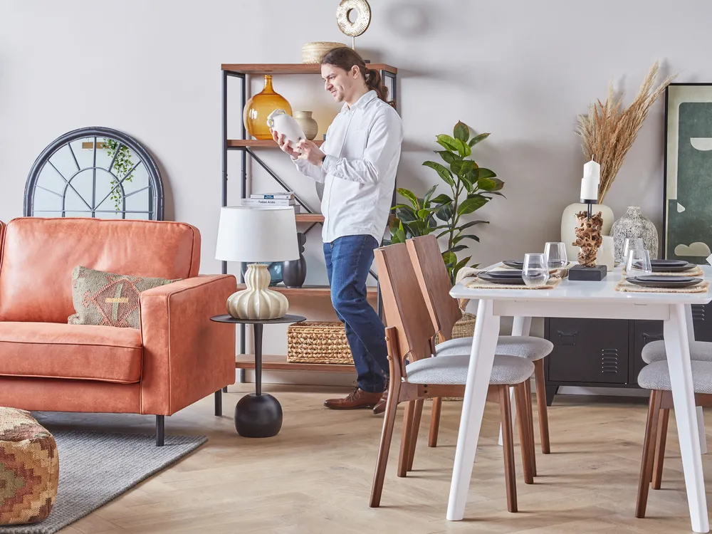 Sofa 3-Sitzer SAVALEN Kunstleder Goldbraun_858378