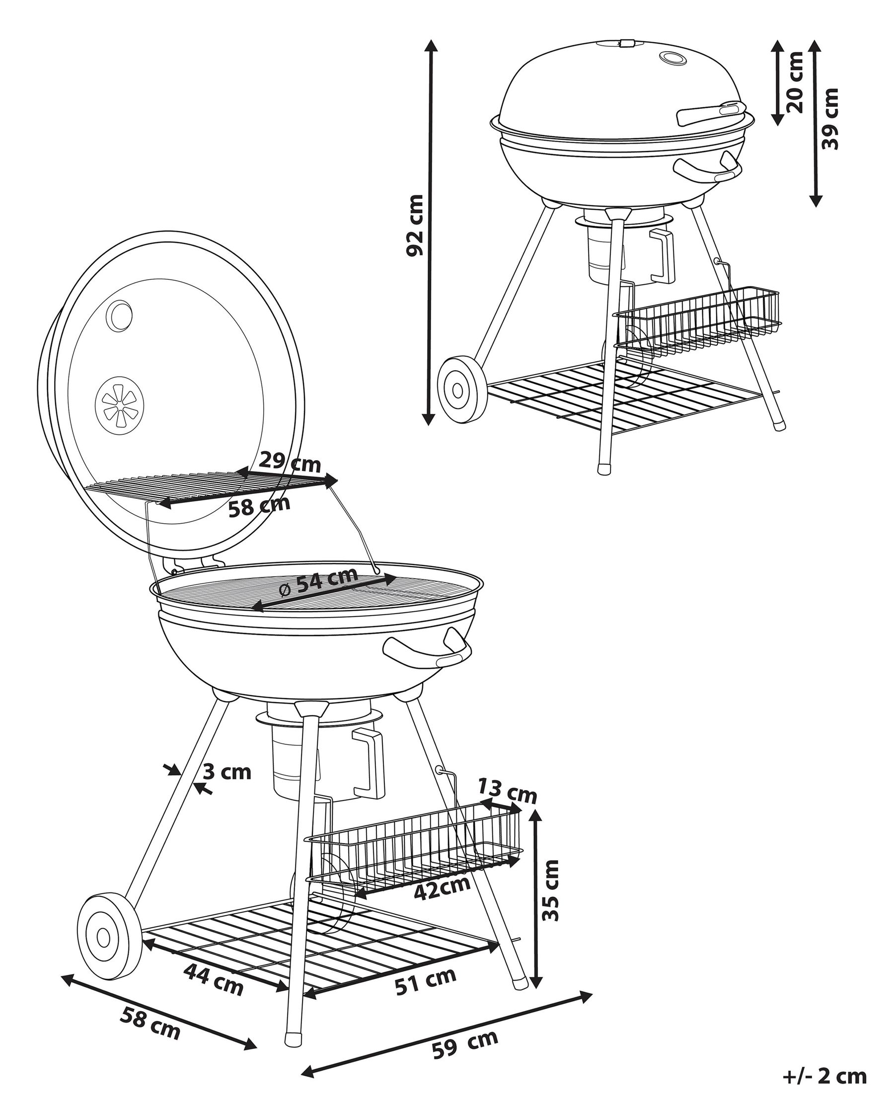 Charcoal BBQ Grill MARAPI Metal Black_822958
