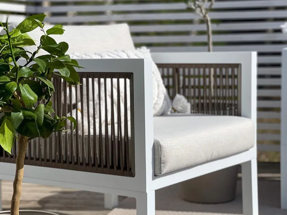 Garden Lounge Set with Table 5 Seater BORELLO Metal White_802035