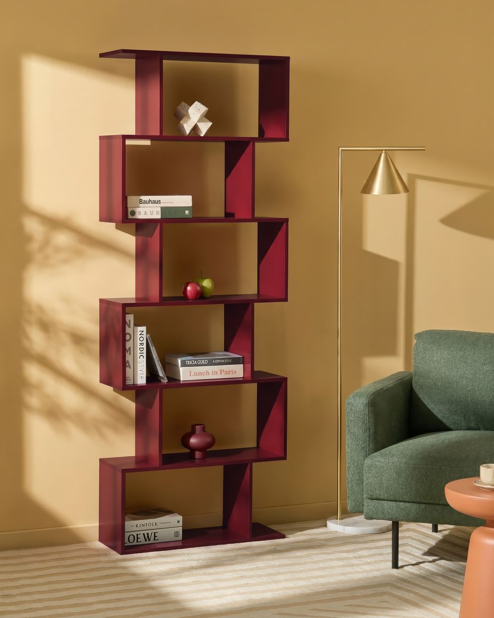 6 Tier Bookcase VALDOSA 190 cm Burgundy