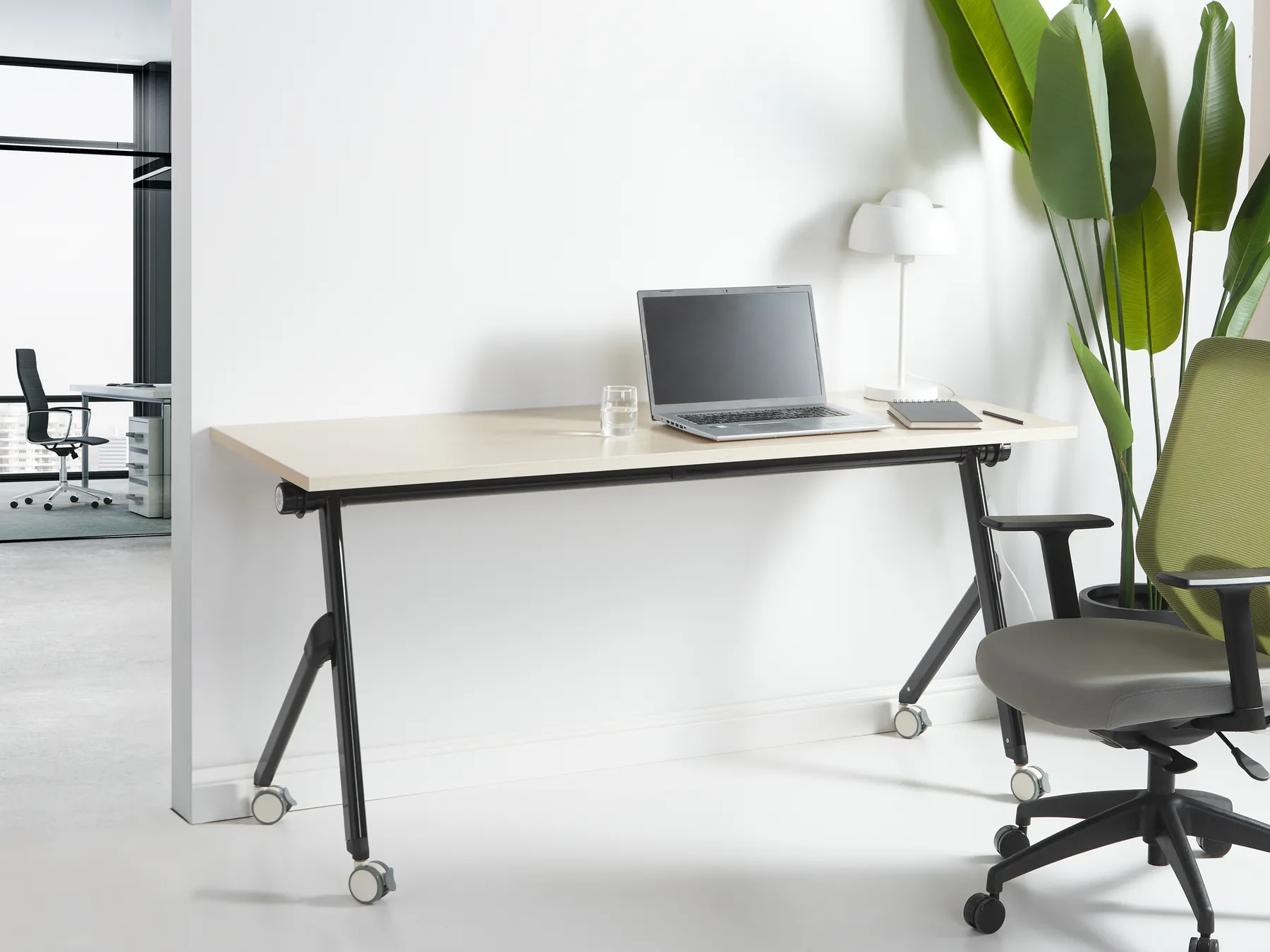 Zusammenklappbarer Schreibtisch BENDI 160 cm 60 cm mit Rädern Hellbraun_922338